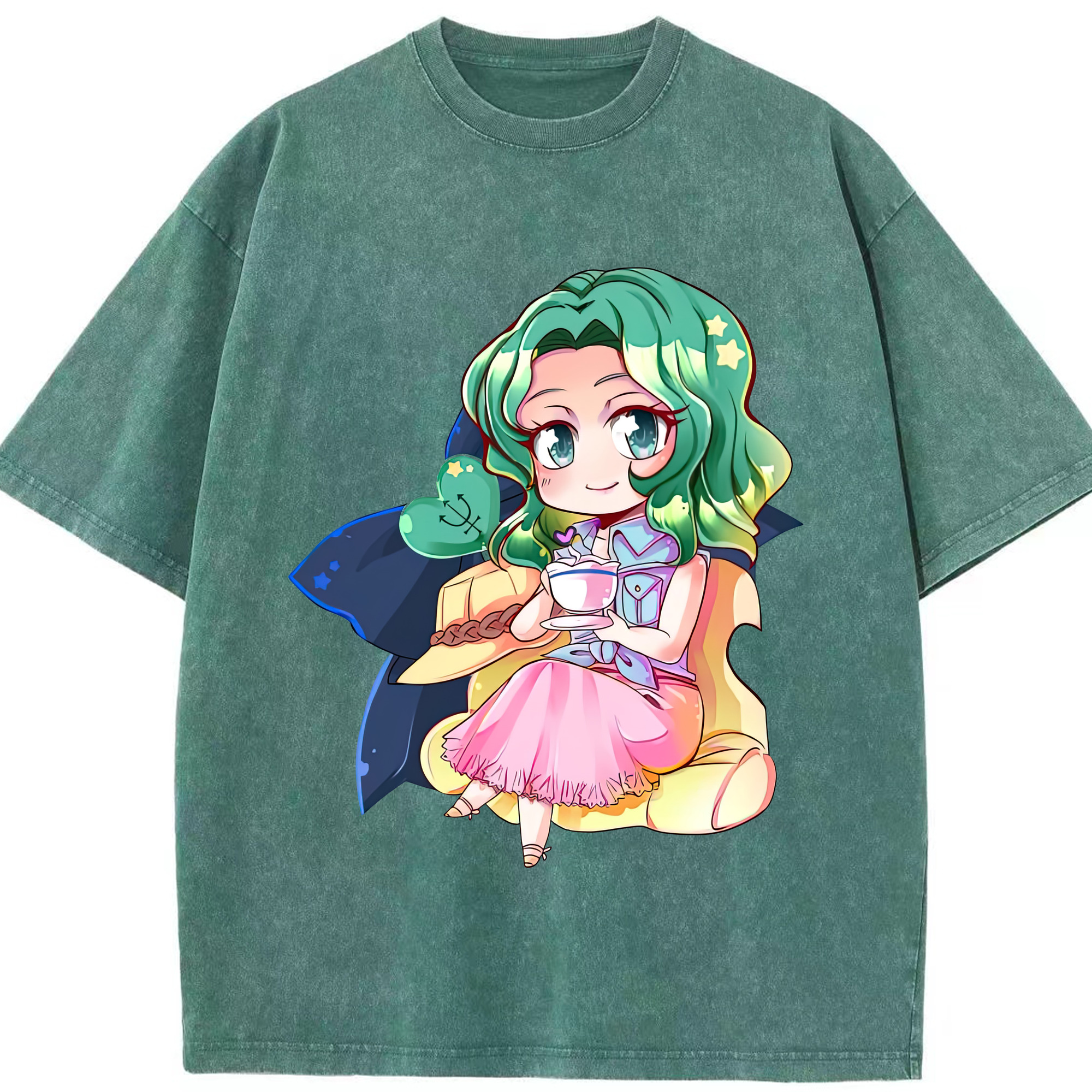 （画像用） 美少女戦士セーラームーン 海王 みちる（かいおう みちる） Sailor Moon Kaiou Michiru 綿100% ヴィンテージ風 半袖Tシャツ（フロントプリント）